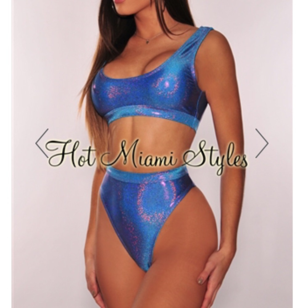 Cotton candy two piece metallic bikini